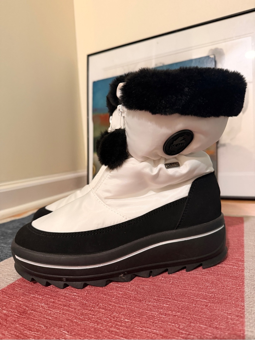 Pajar Toby Waterproof Winter Snow Boots White Black Faux Fur